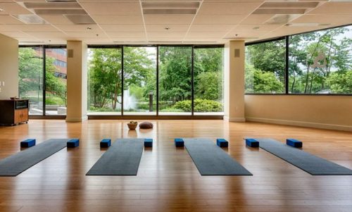 Stretching room with mats